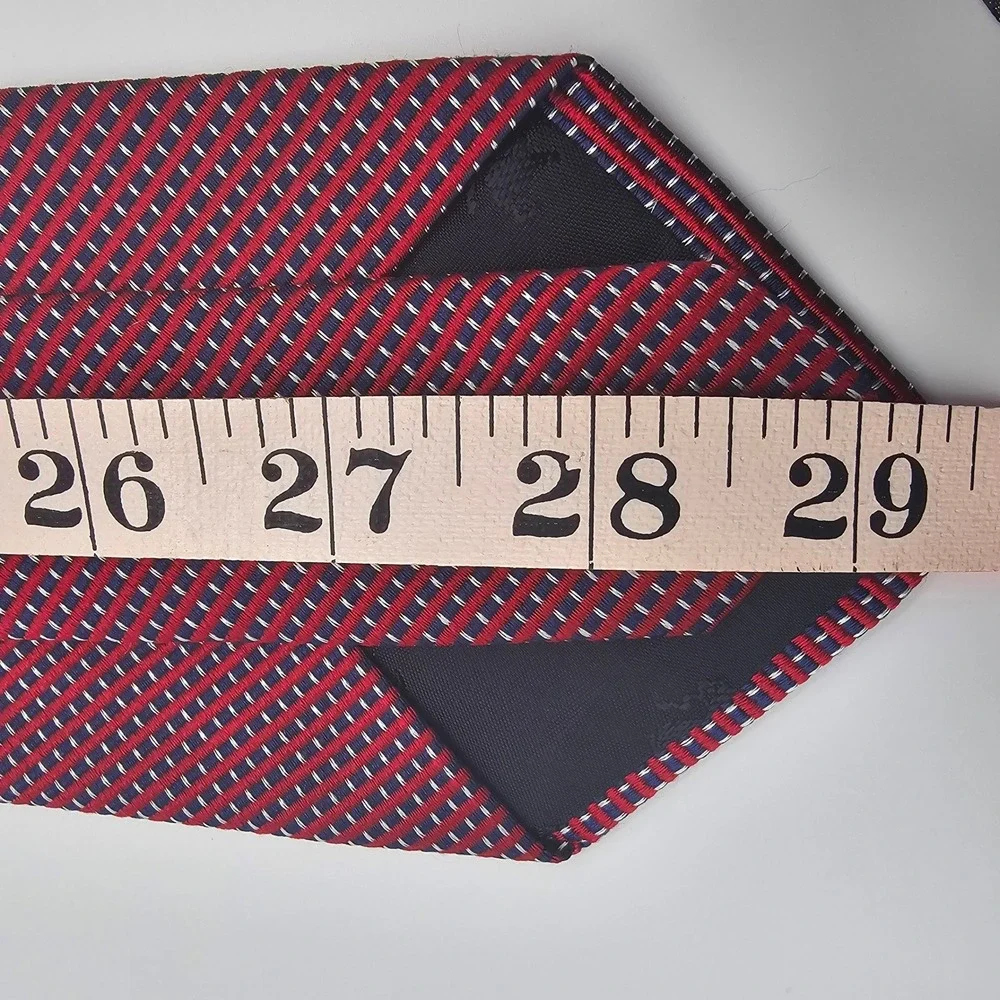 Brooks‎ Brothers 346 Silk Tie Red Blue Geometric Micro Pattern Diagonal Stripe